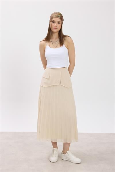 Vizon Piliseli Korsajlı Etek