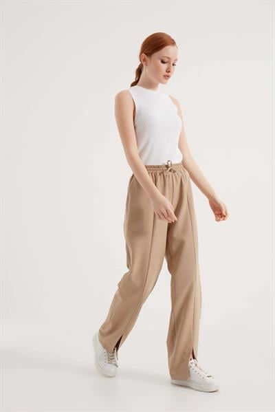 Vizon Yırtmaçlı Krep Pantolon