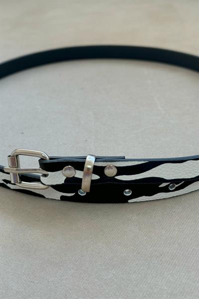 Zebra Gümüş Tokalı Deri Kemer