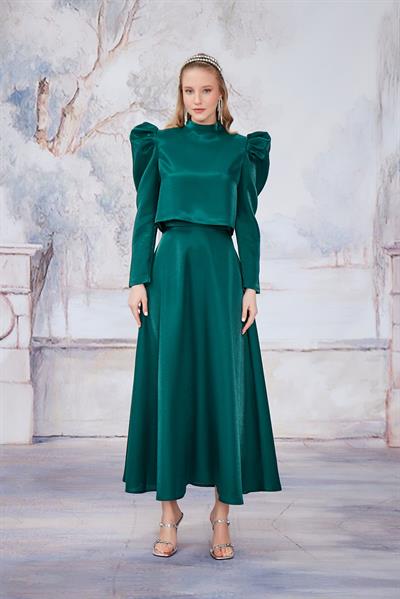 Zümrüt Yeşili Karpuz Kol Etekli Takım