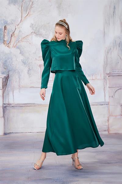 Zümrüt Yeşili Karpuz Kol Etekli Takım