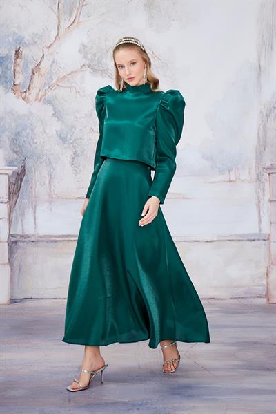 Zümrüt Yeşili Karpuz Kol Etekli Takım