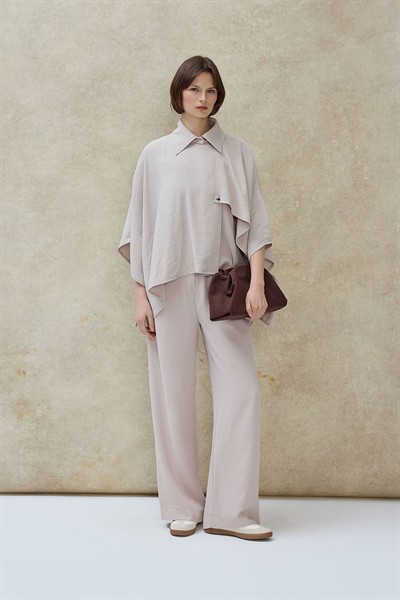 Bej Vexa Pelerin Detaylı Trenç Gömlek 