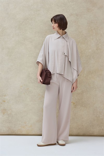 Bej Vexa Pelerin Detaylı Trenç Gömlek 