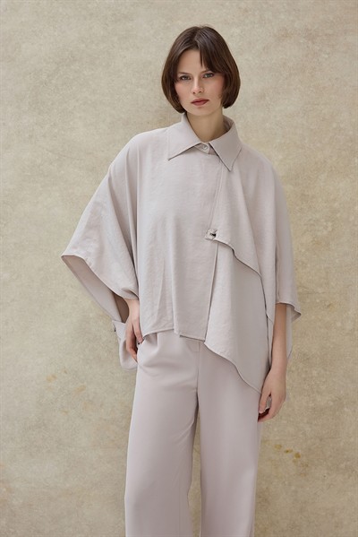 Bej Vexa Pelerin Detaylı Trenç Gömlek 