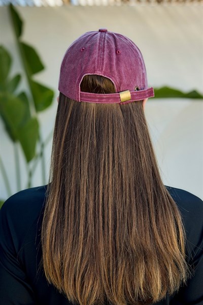 Bordo BB Nakışlı Eskitme Cap Şapka