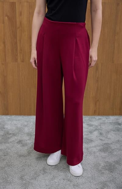 Bordo Pile Detaylı Rahat Kesim Pantolon