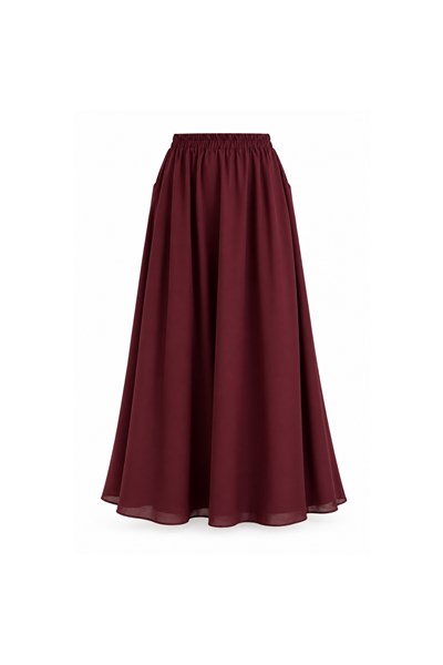 Bordo Şifon Kloş Etek