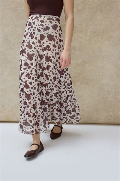 Cow Print Desen Godeli Etek