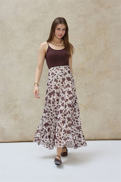 Cow Print Desen Godeli Etek