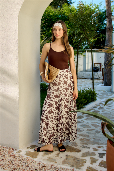 Cow Print Desen Godeli Etek