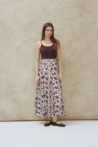 Cow Print Desen Godeli Etek