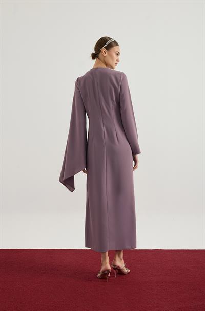 Gül Kurusu Asimetrik Elbise