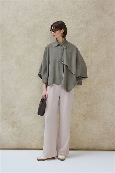 Haki Vexa Pelerin Detaylı Trenç Gömlek 