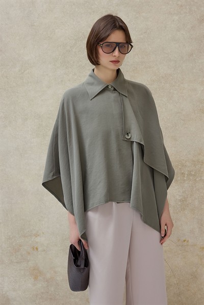 Haki Vexa Pelerin Detaylı Trenç Gömlek 