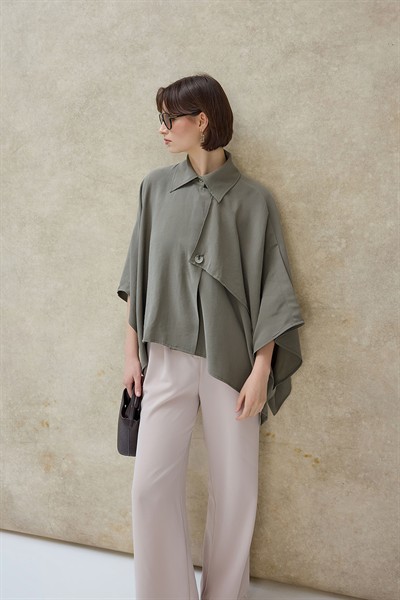 Haki Vexa Pelerin Detaylı Trenç Gömlek 