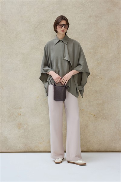 Haki Vexa Pelerin Detaylı Trenç Gömlek 