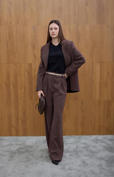 Kahve Kruvaze Blazer Ceket