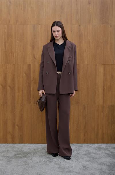 Kahve Kruvaze Blazer Ceket
