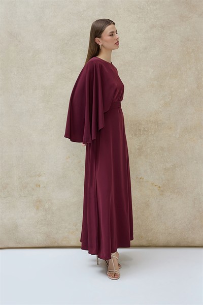 Mürdüm Pelerin Detaylı Elbise