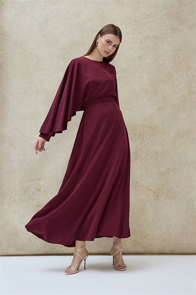 Mürdüm Pelerin Detaylı Elbise