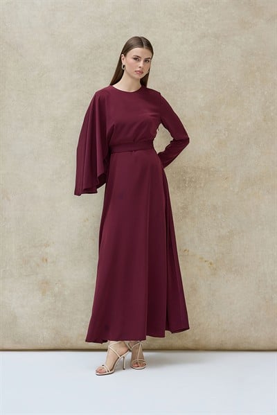 Mürdüm Pelerin Detaylı Elbise