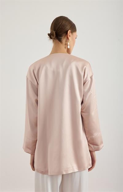 Pudra Saten Kimono Ceket