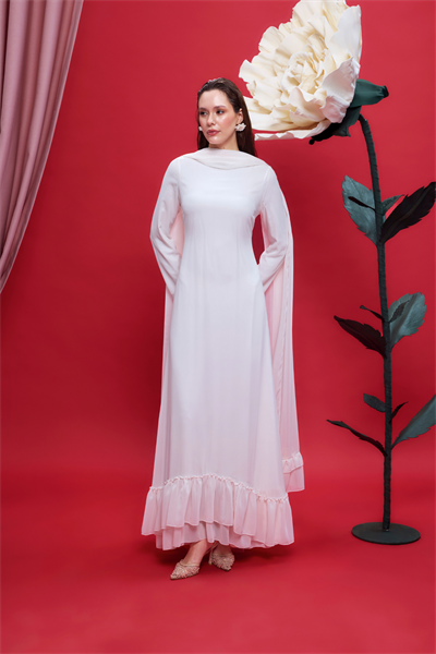 Sedef Amara Şifon Şal Detaylı Abiye