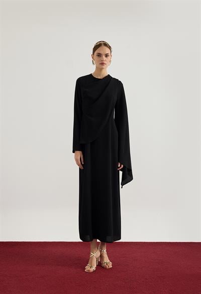 Siyah Asimetrik Elbise