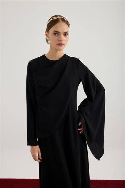 Siyah Asimetrik Elbise