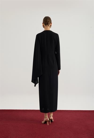 Siyah Asimetrik Elbise