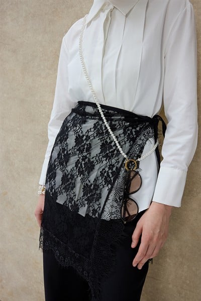 Siyah Dikdörtgen Bel Aksesuarı