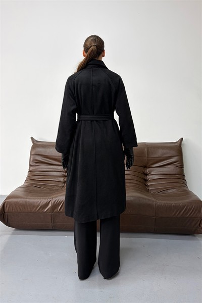 Siyah Olivia Kaşe Kaban