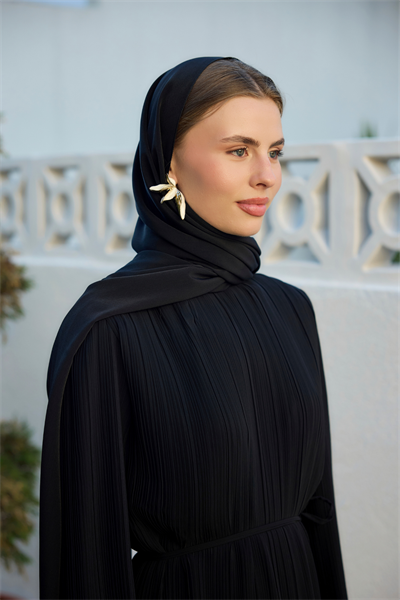Siyah Kristal Krep Şal