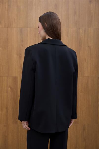 Siyah Kruvaze Blazer Ceket