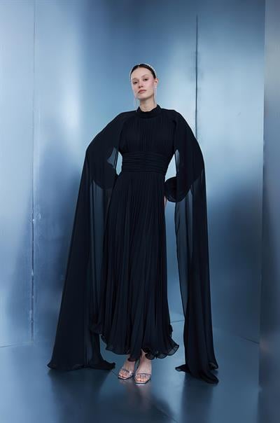 Siyah Luna Pelerinli Abiye