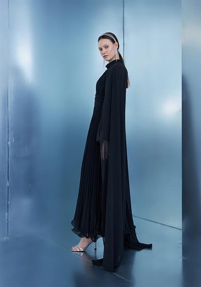 Siyah Luna Pelerinli Abiye