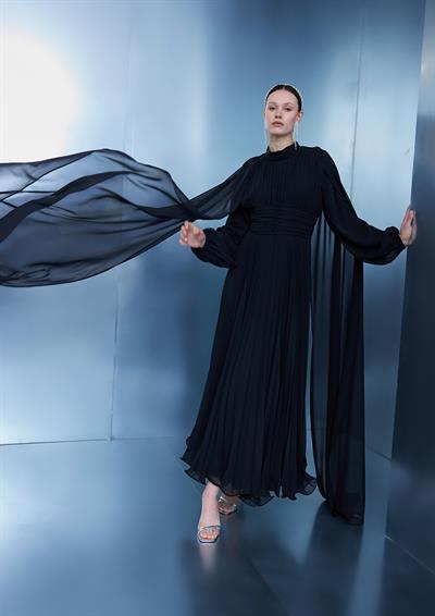 Siyah Luna Pelerinli Abiye