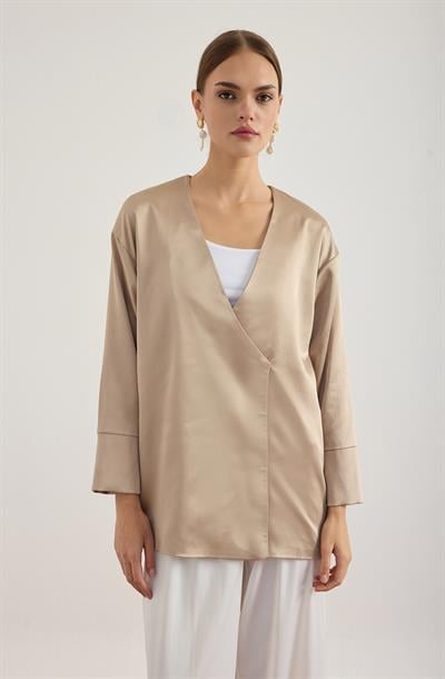 Vizon Saten Kimono Ceket