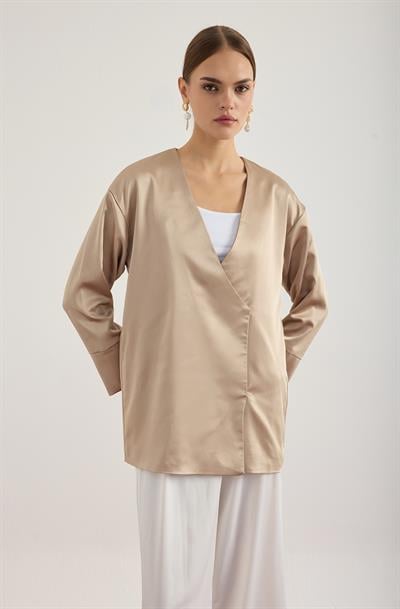 Vizon Saten Kimono Ceket