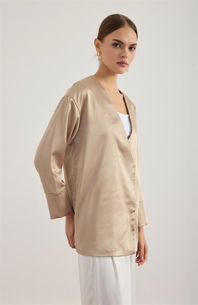 Vizon Saten Kimono Ceket