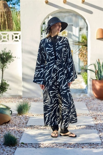 Zebra Desen Pareo Kimono