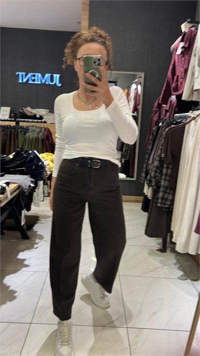 BALON FİT JEAN PANTOLON KAHVE