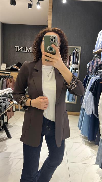 KOLLARI KATLANABİLİR BLAZER CEKET KAHVE