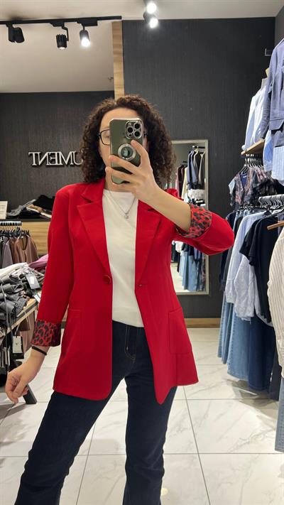 KOLLARI KATLANABİLİR BLAZER CEKET KIRMIZI