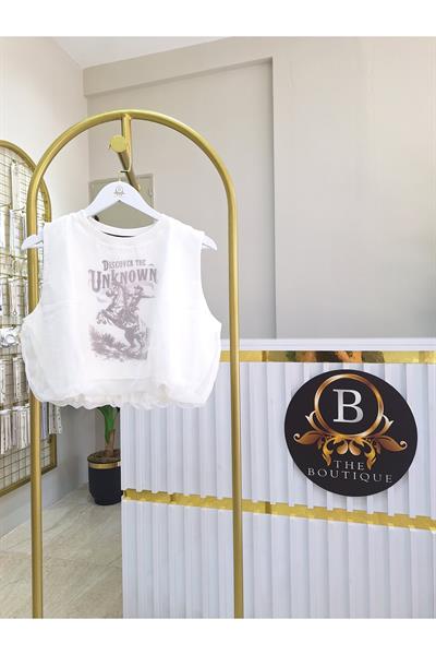 Kolsuz Beli Lastikli Crop
