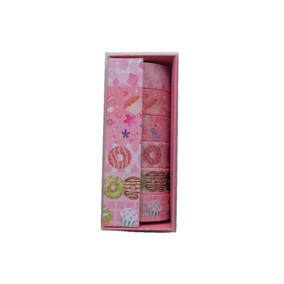 6lı Pembe Washi Tape Seti - Sevimli Dekoratif Kâğıt Bant