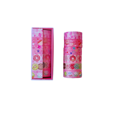 6lı Pembe Washi Tape Seti - Sevimli Dekoratif Kâğıt Bant