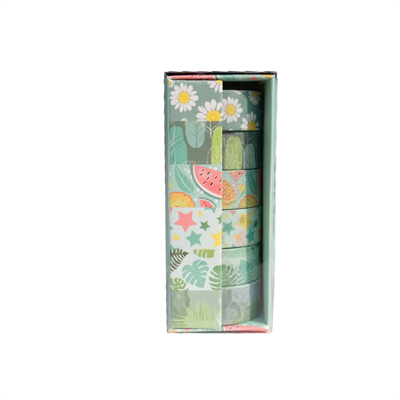 6lı Yeşil Washi Tape Seti - Dekoratif Kâğıt Bant