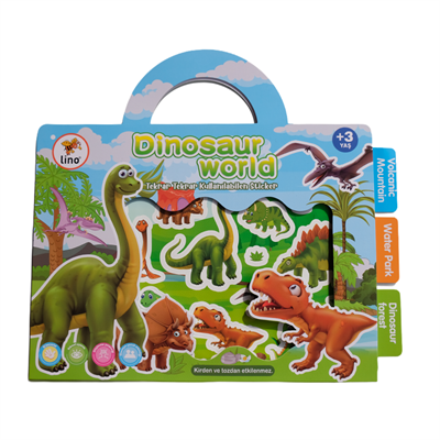 Dinozor Dünyası Sticker Kitabı - Tekrar Kullanılabilen Tükenmeyen 27 Stickerlı